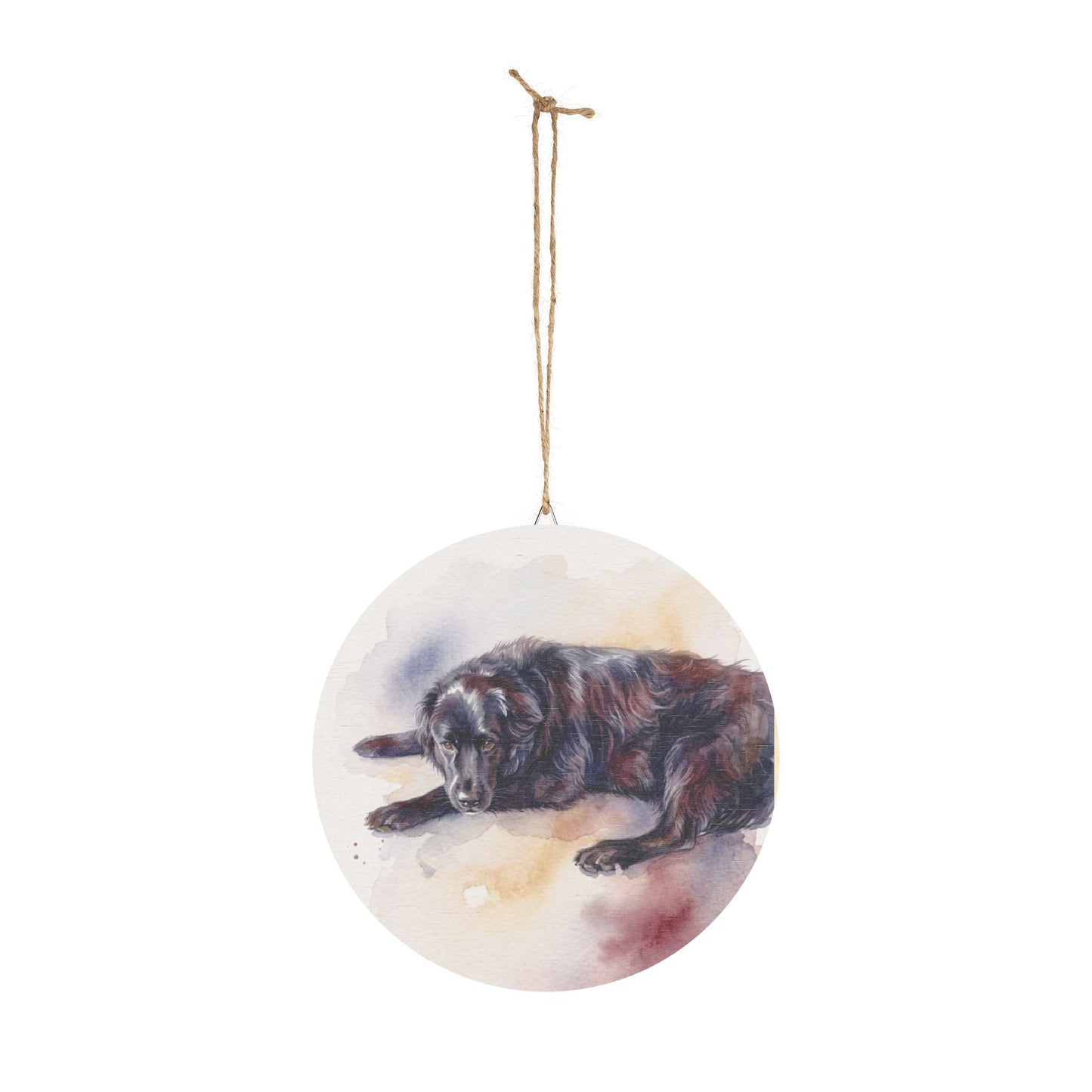 Round Wood Sign - Watercolor Black Labrador Wall Art