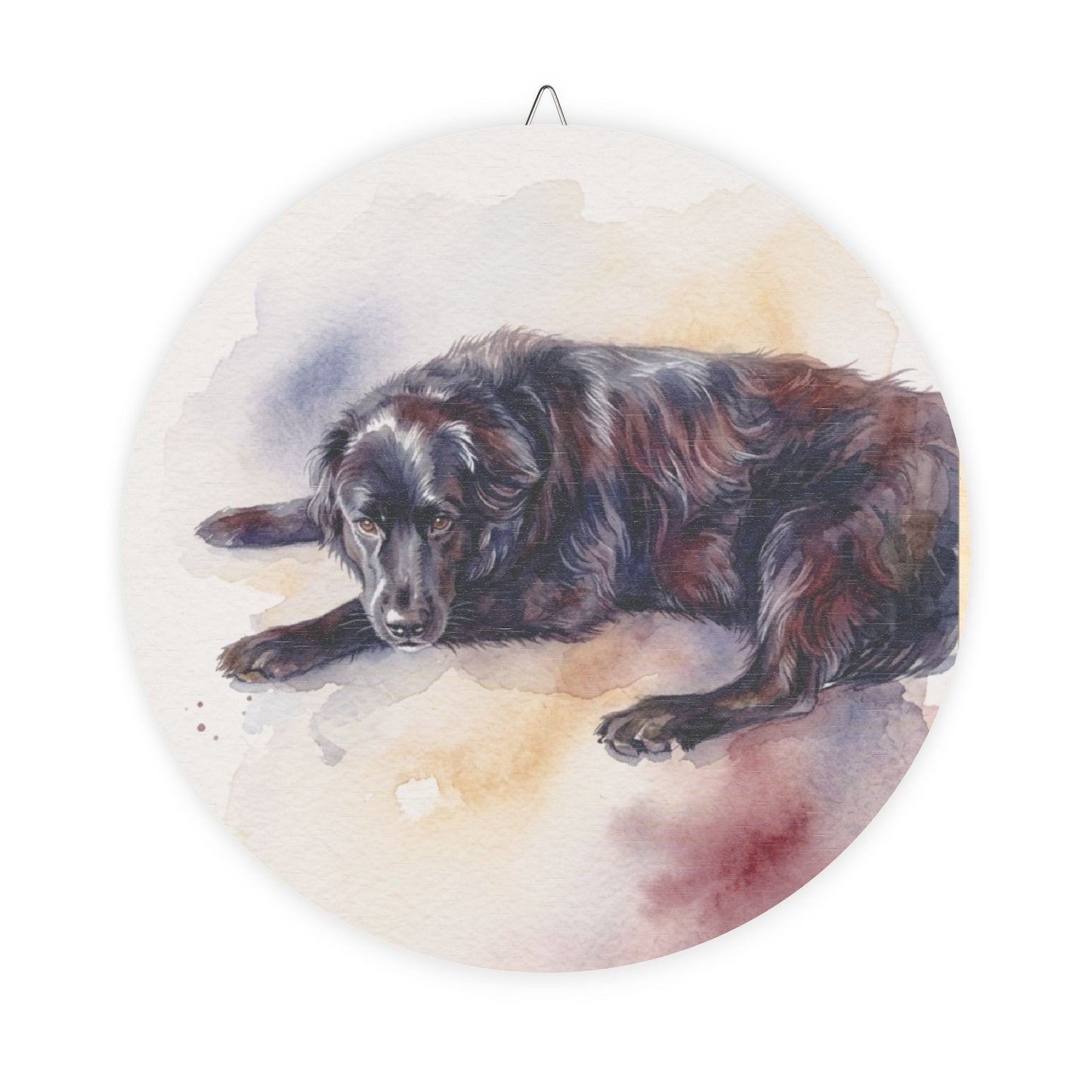 Round Wood Sign - Watercolor Black Labrador Wall Art